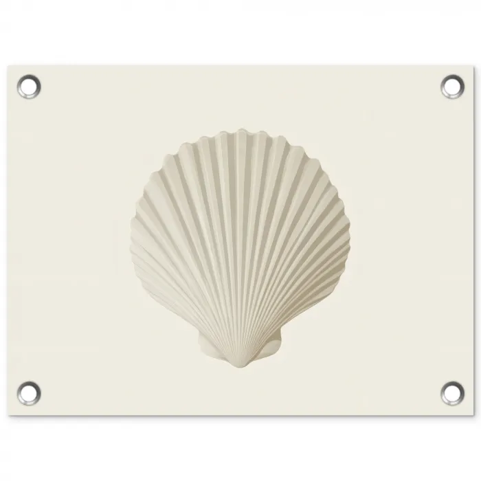 Schelp - Minimalistisch - Wit tuinposter los doek klein -3d