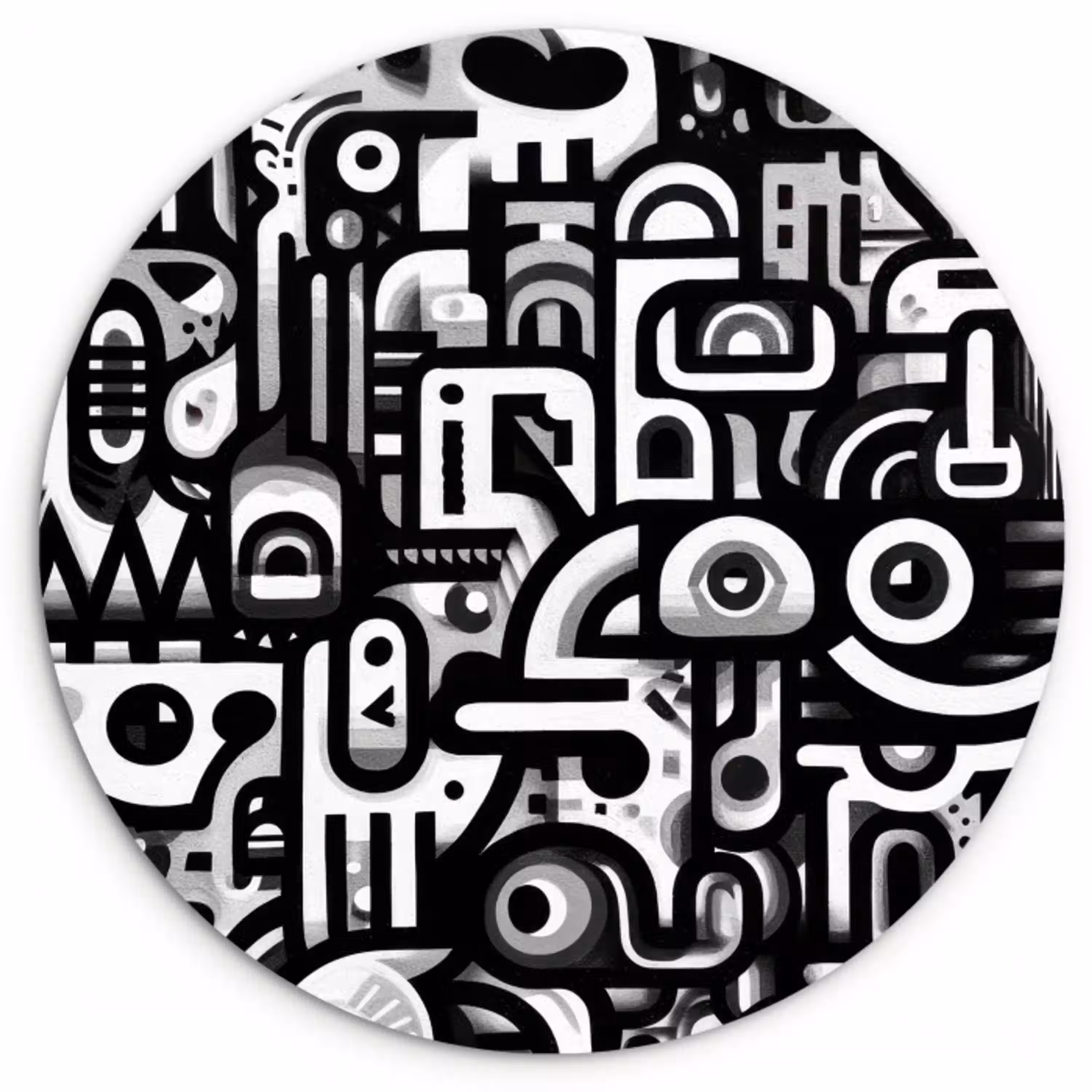 Symbolen - Abstract - Grafisch - Zwart Wandcirkel kunststof plaat 5mm dik klein -3d