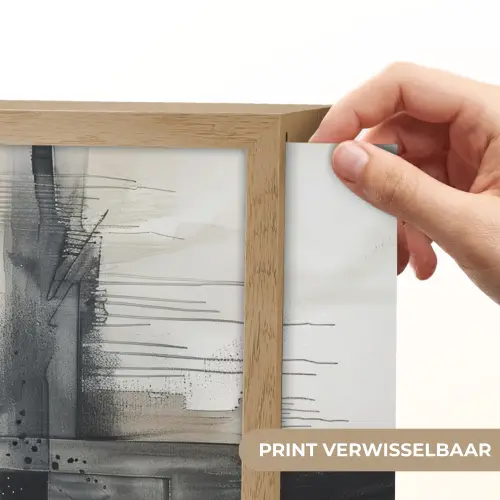 Abstract - Zwart wit - Verf - Modern Light Box met batterij (Wandlamp) middel -USP_websiteprintNL