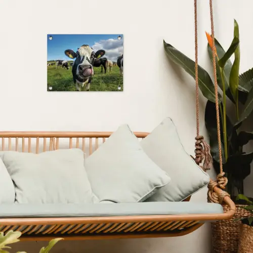 Koe - Tong - Weide tuinposter los doek klein -sfeer7
