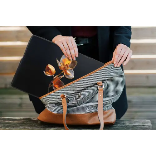 Bloem - Orchidee - Oranje laptophoes neopreen klein -tas