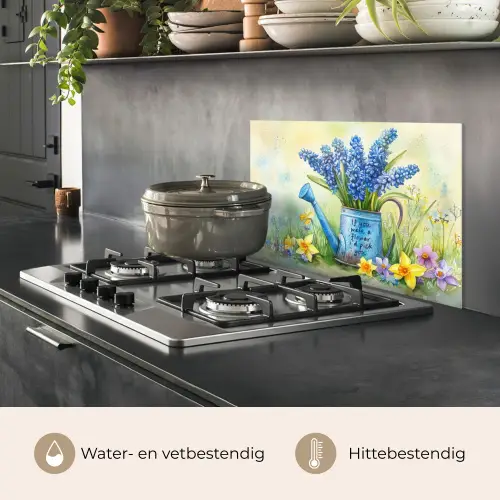 Lavendelbloemen - Quote - Gieter keuken achterwand spatscherm klein -usp_NL