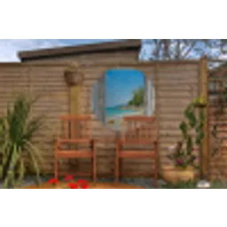 Strand - Doorkijk - zomer - Tropisch Wandcirkel tuinposter met ringen klein -buiten3