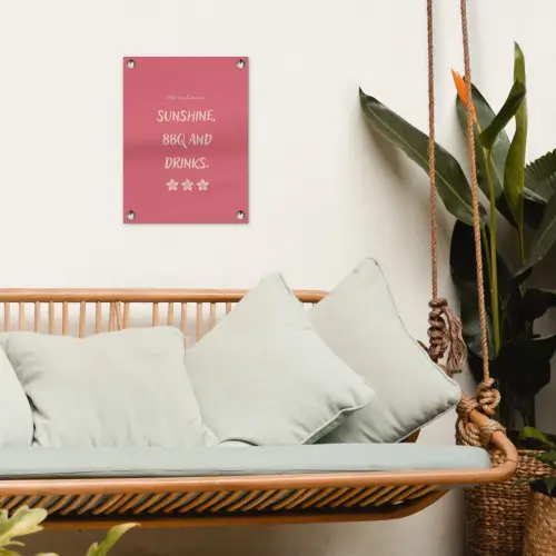 BBQ - Quote - Roze - Zomer tuinposter los doek klein -sfeer7