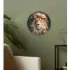 Leeuw - Leeuwenkop - Wilde dieren - Bloemen Wandcirkel kunststof plaat 5mm dik klein -sfeer3
