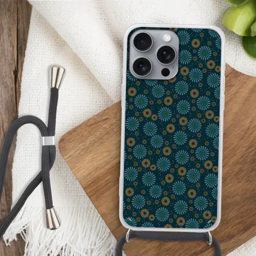 Blauw - Patroon - Retro Hoesje iPhone 16 Pro Max met koord klein 804 -sfeer4