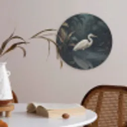 Reiger - Water - Natuur - Modern - Wit Akoestische PET Vilt - Rond klein -sfeer3