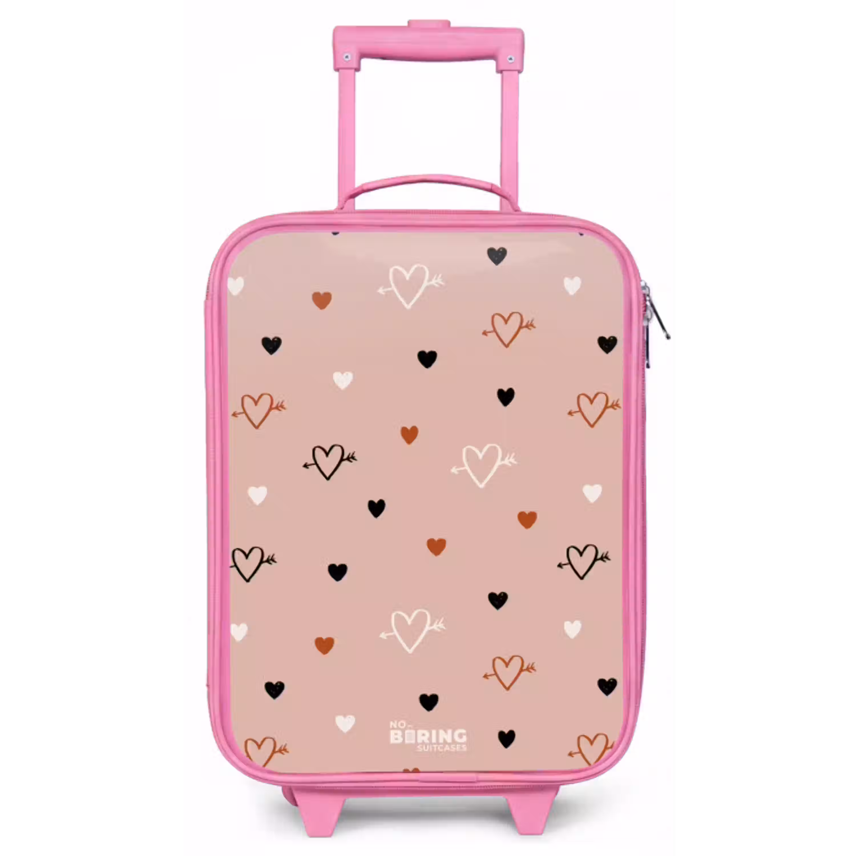 Hartjes met pijlen in zwart, wit en roze Kinderkoffer - Roze klein -zz3dotto