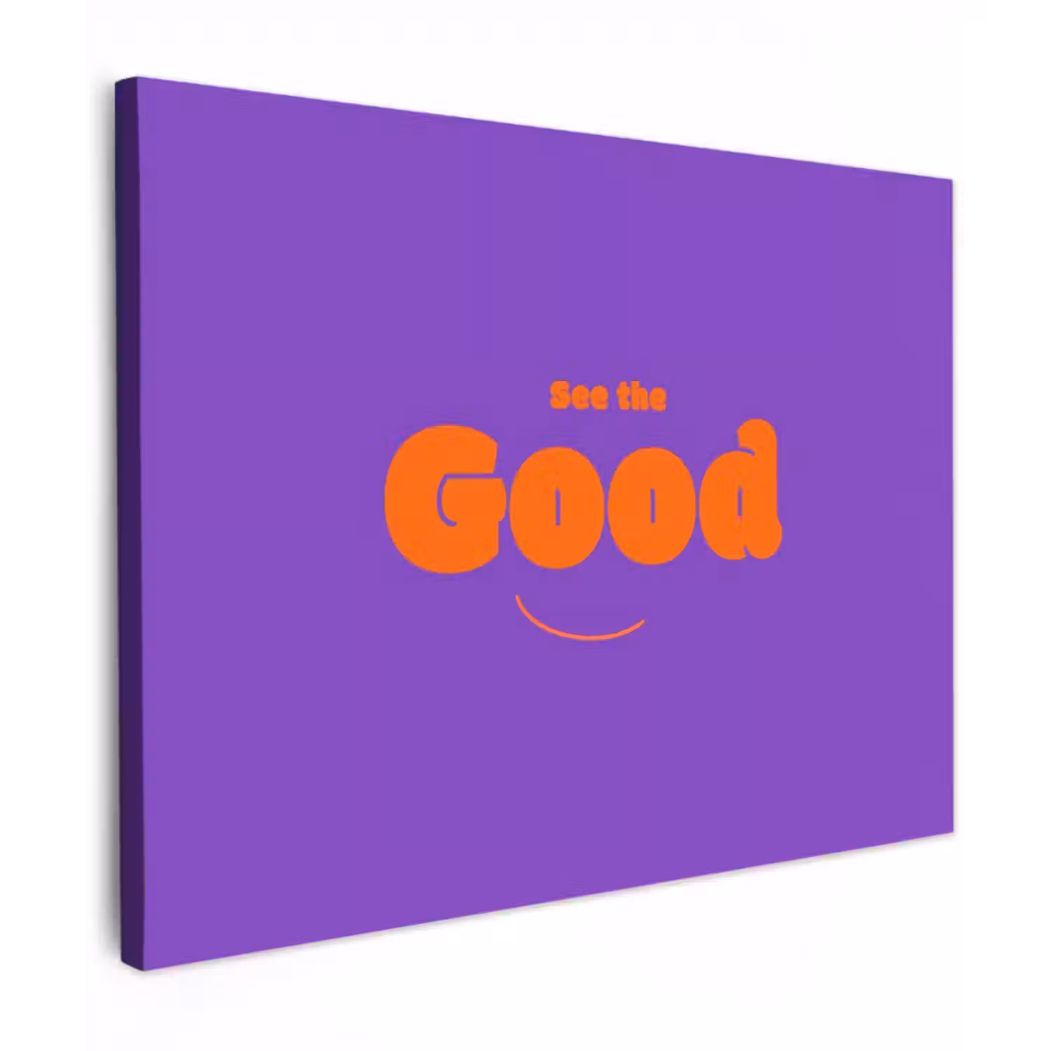 Canvas schilderij - See the good - Oranje - Paars - Smiley