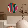 Vormen - Bochten - Kleurrijk - Abstract Wandcirkel plexiglas klein -sfeer1