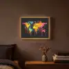 Wereldkaart - Verf - Kleurrijk - Graffiti - Wereld Light Box met batterij (Wandlamp) middel -sfeer4