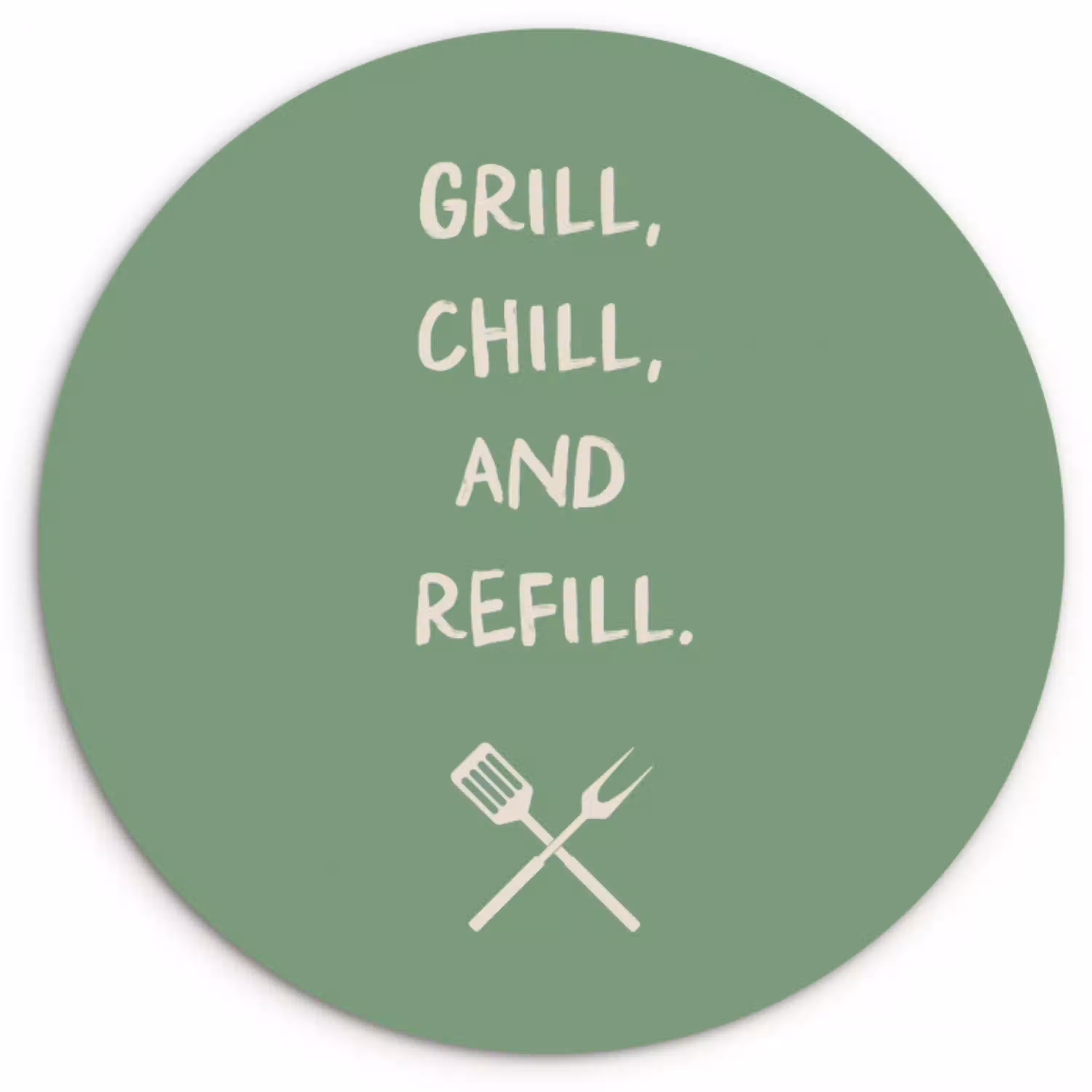 Grill - Groen - Zomer - Quote Wandcirkel plexiglas klein -3d