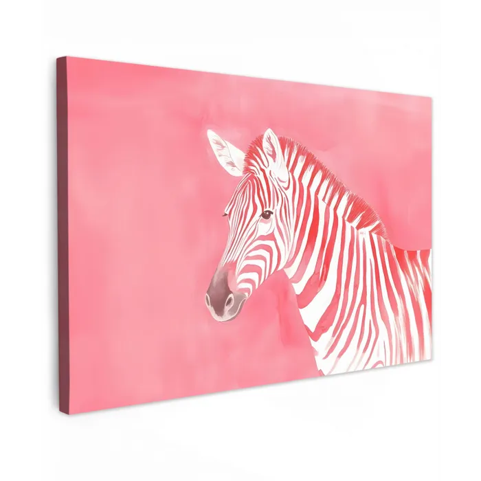 Zebra - Pink - Verf Tuinposter op houten frame 2 cm dik klein -3d