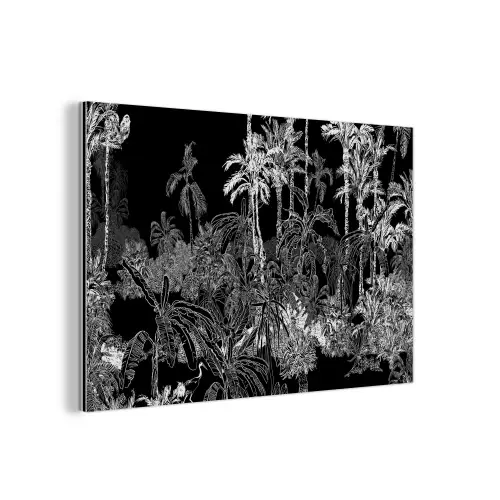 Jungle - Bomen - Bladeren - Tropical aluminium wit klein -3d