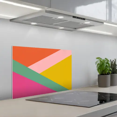 Driehoeken - Kleurrijk - Abstract keuken achterwand spatscherm klein -3d_schuin
