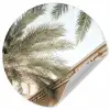 Gebouw - Palmbomen - Beige - Zon Wandcirkel behangsticker klein -3d
