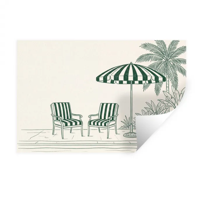 Terras - Illustratie - Groen Muursticker klein -3d