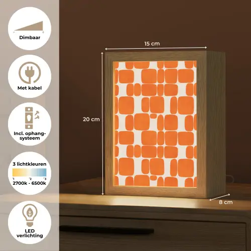Patroon - Retro - Oranje Light Box met kabel (Tafellamp) klein 925 -USP_NL