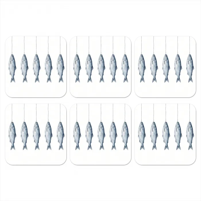 Vissen - Illustratie - Delfts - Blauw onderzetter kurk middel -3d