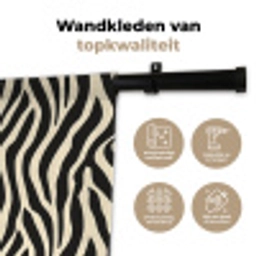Zebra - Print - Klassiek - Zwart Wandkleed katoen klein 269 -sfeer2