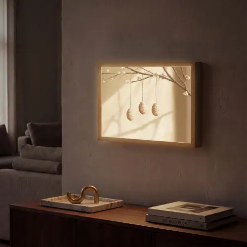 Beige - Paastak - Eieren Light Box met batterij (Wandlamp) middel -sfeer1