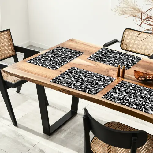 Driehoeken - Geometrisch - Zwart - Wit Placemat vinyl groot 368 -zzsfeer4_Kitchenyeah-website