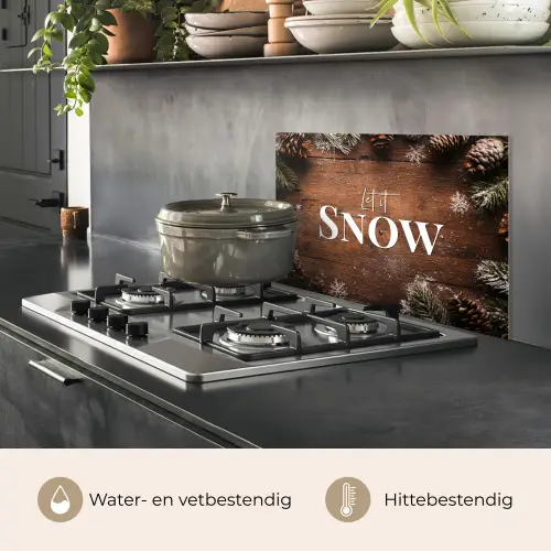 Sneeuw - Houtlook - Quote - Let it snow keuken achterwand spatscherm klein -usp_NL