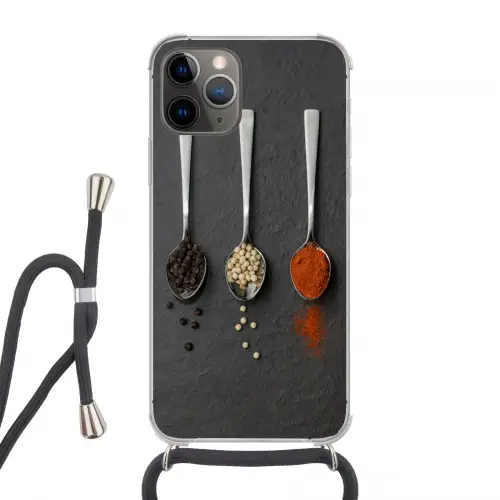 Specerijen - Lepels - Tafel - Rustiek - Kruiden Hoesje iPhone 12 Pro met koord klein -3d