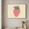 Aardbei - Minimalistisch - Rood - Fruit Textielframe zwart klein -sfeer2