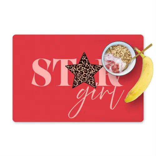 Star girl - Rood - Panter - Ster Placemat vinyl groot -zzzproduct_Kitchenyeah-website