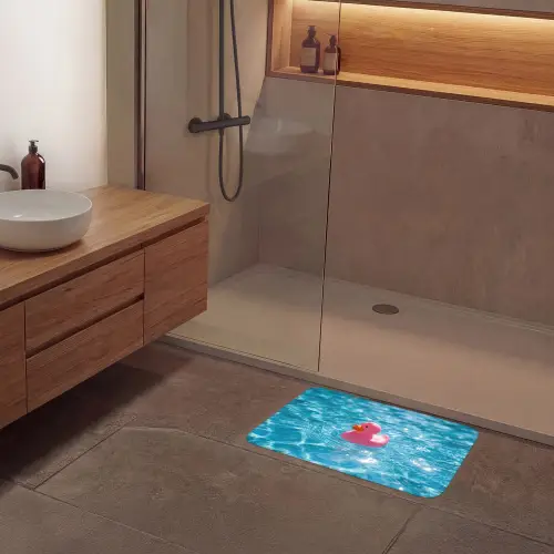 Badeend - Dobberend - Roze Badmat klein -sfeer2