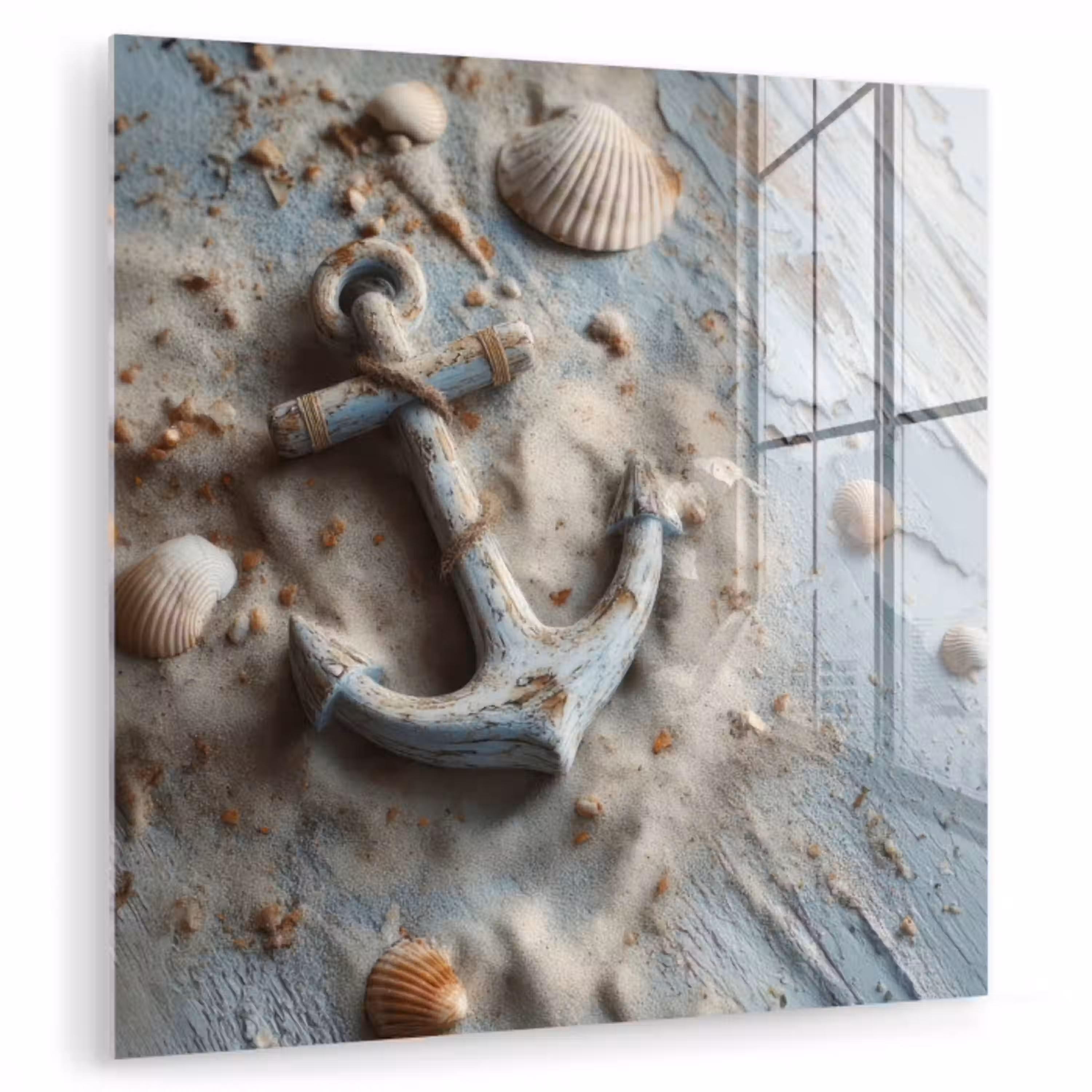 Anker - Hout - Schelpen - Zand plexiglas 5mm klein -zzzproduct_nieuw