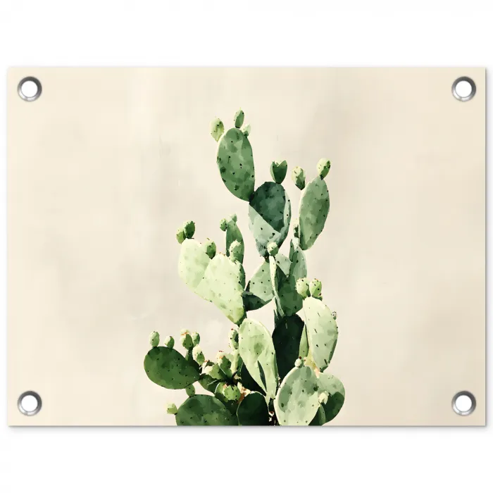 Cactus - Groen - Minimalistisch tuinposter los doek klein -3d