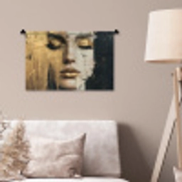 Abstract - Goud - Gezicht - Lippen Wandkleed katoen klein -sfeer4