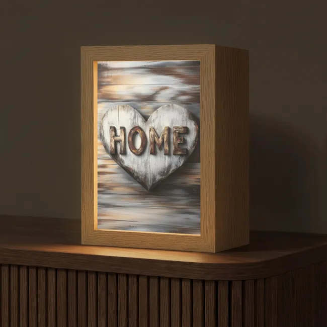 Table Lamp - Home - Heart - Wood look - Love