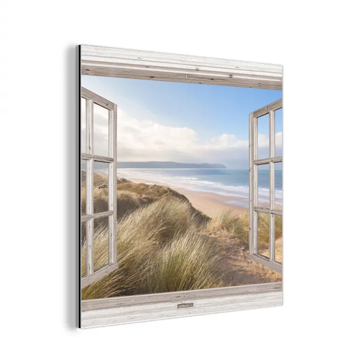 Doorkijk - Zee - Strand - Duinen aluminium wit klein -3d