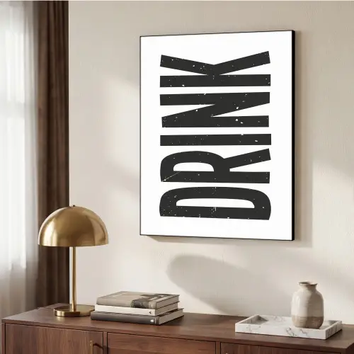 Drink - Zwart - Wit - Decoratie Textielframe zwart klein -sfeer3