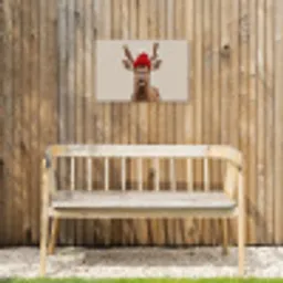 Hert - Kerst - Muts - Dieren - Winter - Grappig Tuinposter op houten frame 2 cm dik klein -sfeer4