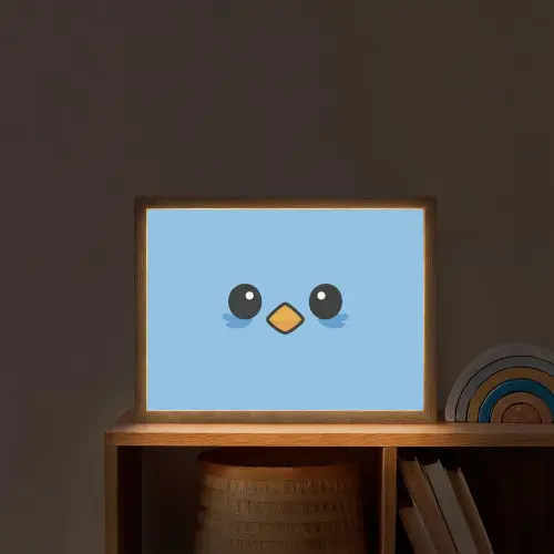 Vogel - Blauw - Eenvoudig Light Box met batterij (Wandlamp kind) middel -sfeer1_kind