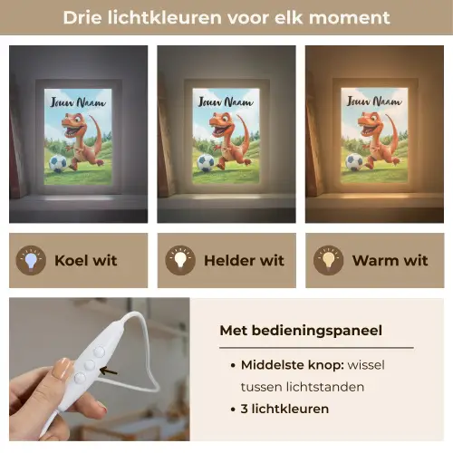 Voetbal - Dino - Sport Light Box met kabel (Kinderlampje) klein -USP_lichtkleurNL