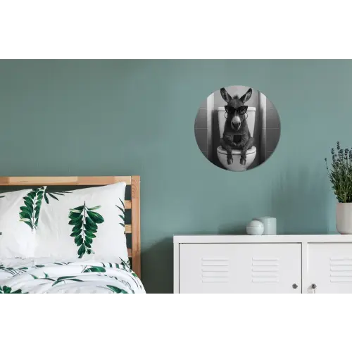 Ezel - Telefoon - Toilet - Zwart - Wit Wandcirkel aluminium klein -slaapkamer