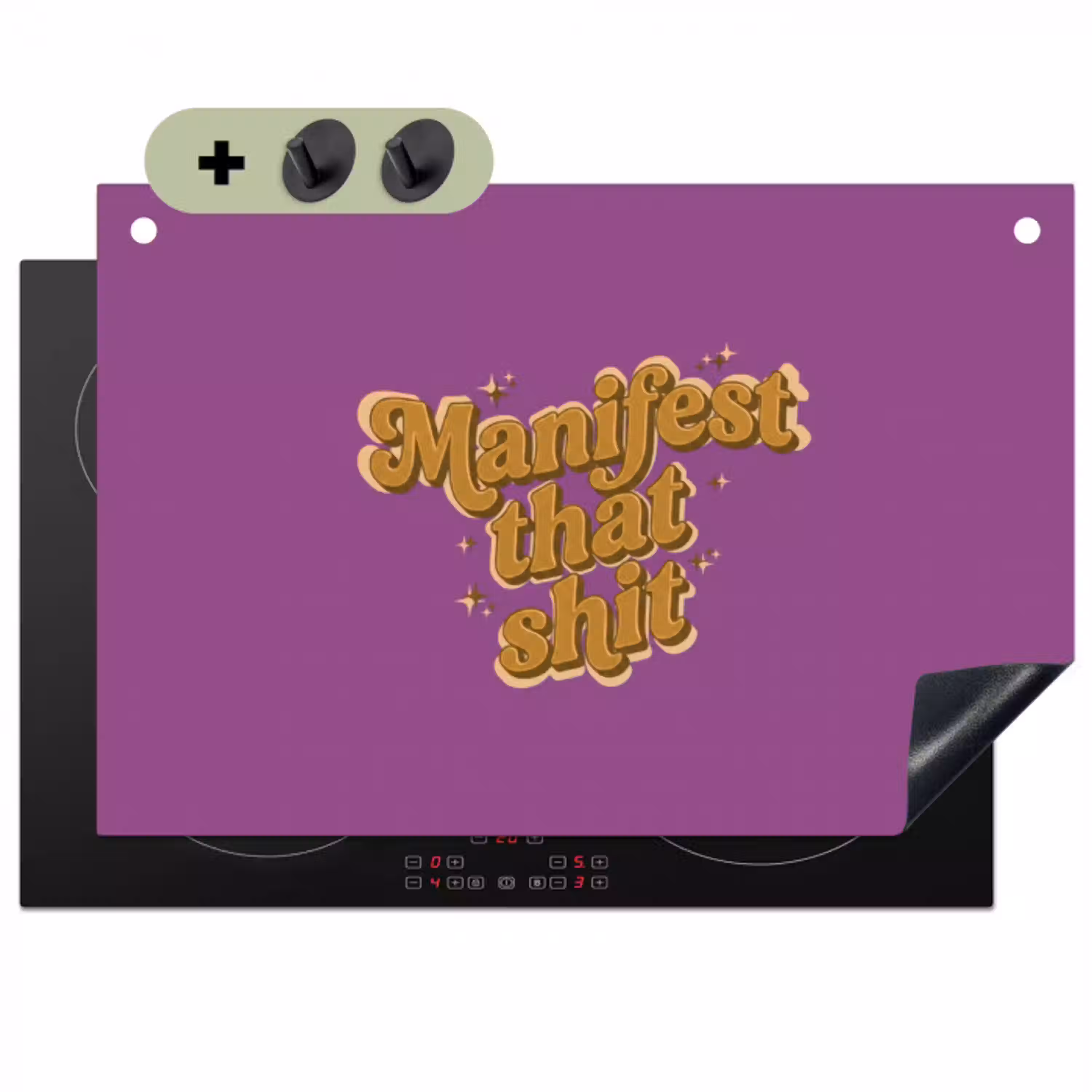 Manifest that shit - Paars - Glitter Inductie beschemer met haakjes klein -3d