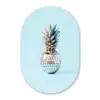 Blauw - Ananas - Disco - Discobal Wandcirkel Ovaal Glas middel -3d