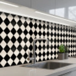 Klassiek - Patroon - Zwart keuken achterwand 2 middel 871 -3d_schuin