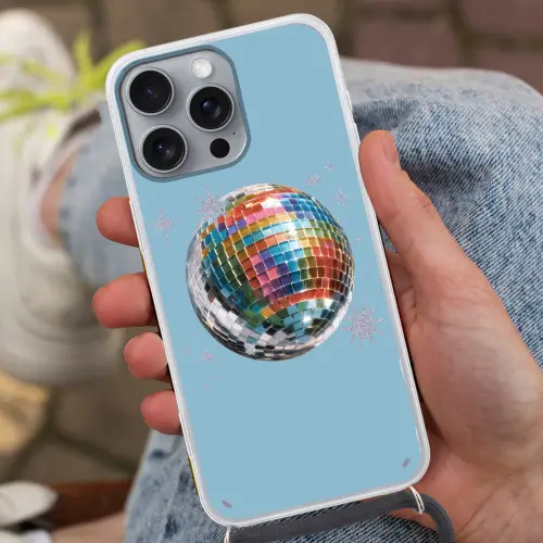 Discobal - Glinsterende sterren - Regenboog Hoesje iPhone 16 Pro Max met koord klein -sfeer3
