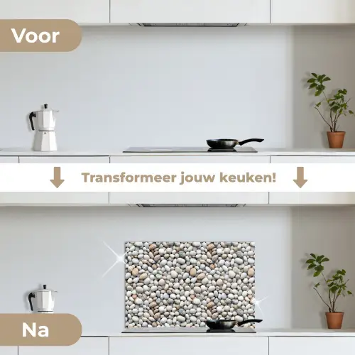 Zomer - Lichte - Kiezels keuken achterwand spatscherm klein 900 -voor_na_NL