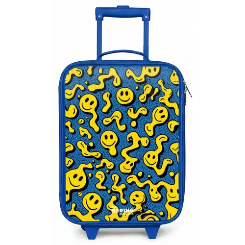 Smiley - Blauw - Geel Kinderkoffer - Blauw klein -zz3dotto