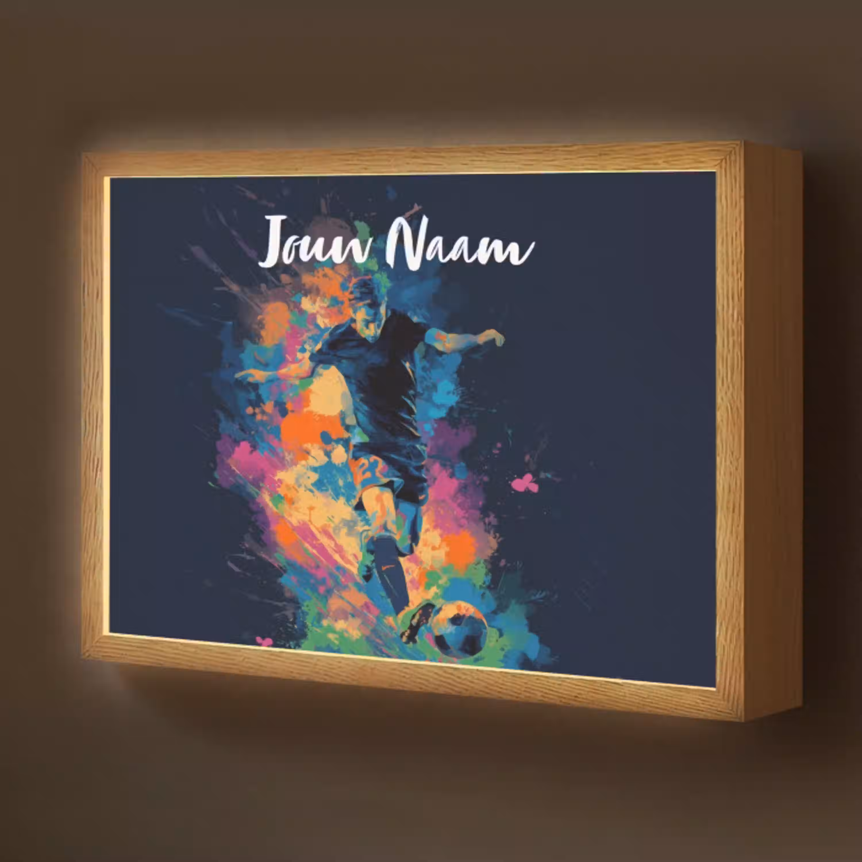Neon - Voetballer - Kleurrijk Light Box met batterij (Wandlamp kind) middel -z3d_website