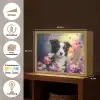Hond - Bloemen - Natuur - Puppy - Bordercollie Light Box met batterij (Wandlamp kind) middel -USP_websiteoverzichtNL