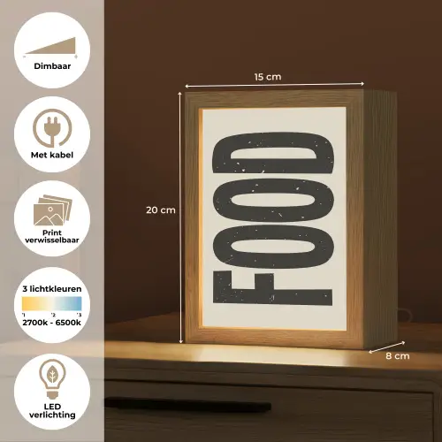 Japandi - Eten - Vintage - Decoratie Light Box met kabel (Wandlamp) klein -USP_websiteoverzichtNL